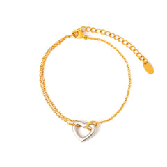 18K Gold-Plated Open Heart Bracelet or Two-Tone Necklace