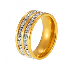 18K Gold-Plated Cubic Zirconia Row Band Rings