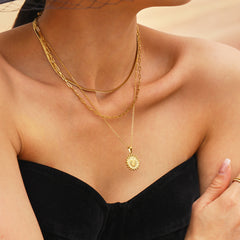 Gold-Tone Layered Sunburst Pendant Necklace