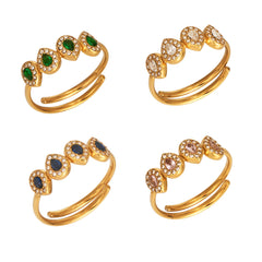 18K Gold-Plated Color Cubic Zirconia Open Ring