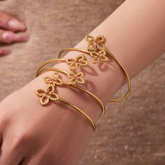 Open Clover Flower Cuff Bracelet