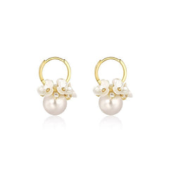 Daphne Vintage-Inspired Pearl Floral Huggie Earrings