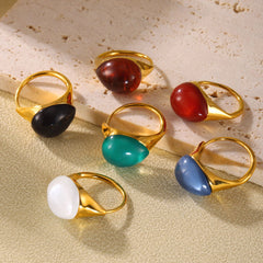 Colored Resin Teardrop Open Ring