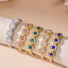18K Gold-Plated Cubic Zirconia Five-Stone Ring