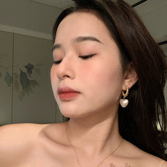 Nicolette Vintage-Inspired Pearl Heart Stud Earrings