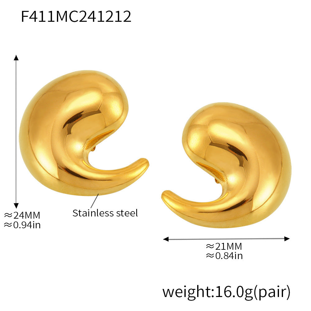 Sculptural Curved Teardrop Stud Earring Designs