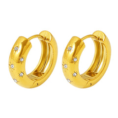 Starburst-Accent Hoop Earrings