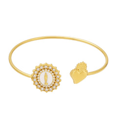 Cubic Zirconia Ocean or Heart Detail Cuff Bracelet