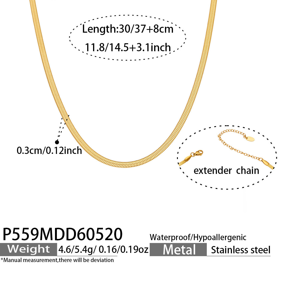 18K Gold-Plated Snake Chain Necklace and Bracelet