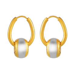 Two-Tone Loop Drop Stainless Steel Earrings