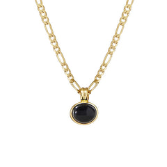 Camille Black Agate Oval Pendant Necklace