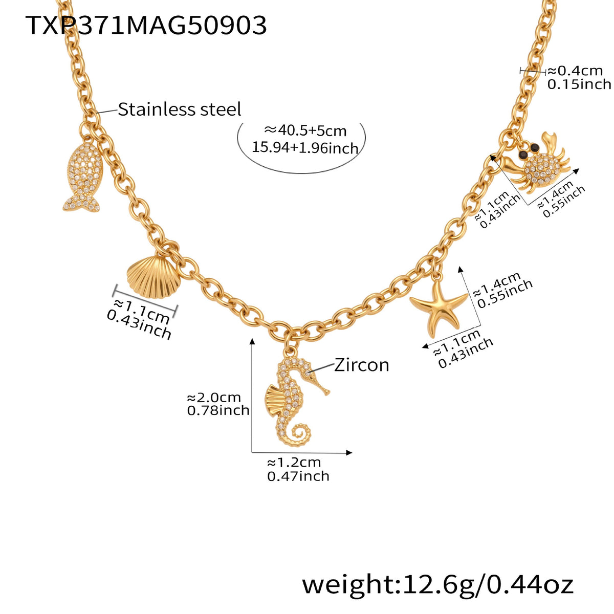 18K Gold-Plated Seahorse Charm Necklace or Bracelet