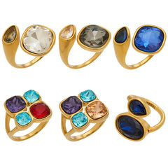 Colorful Glass Stone Statement Rings