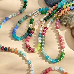 18K Gold-Plated Natural Stone and Freshwater Pearl Necklace