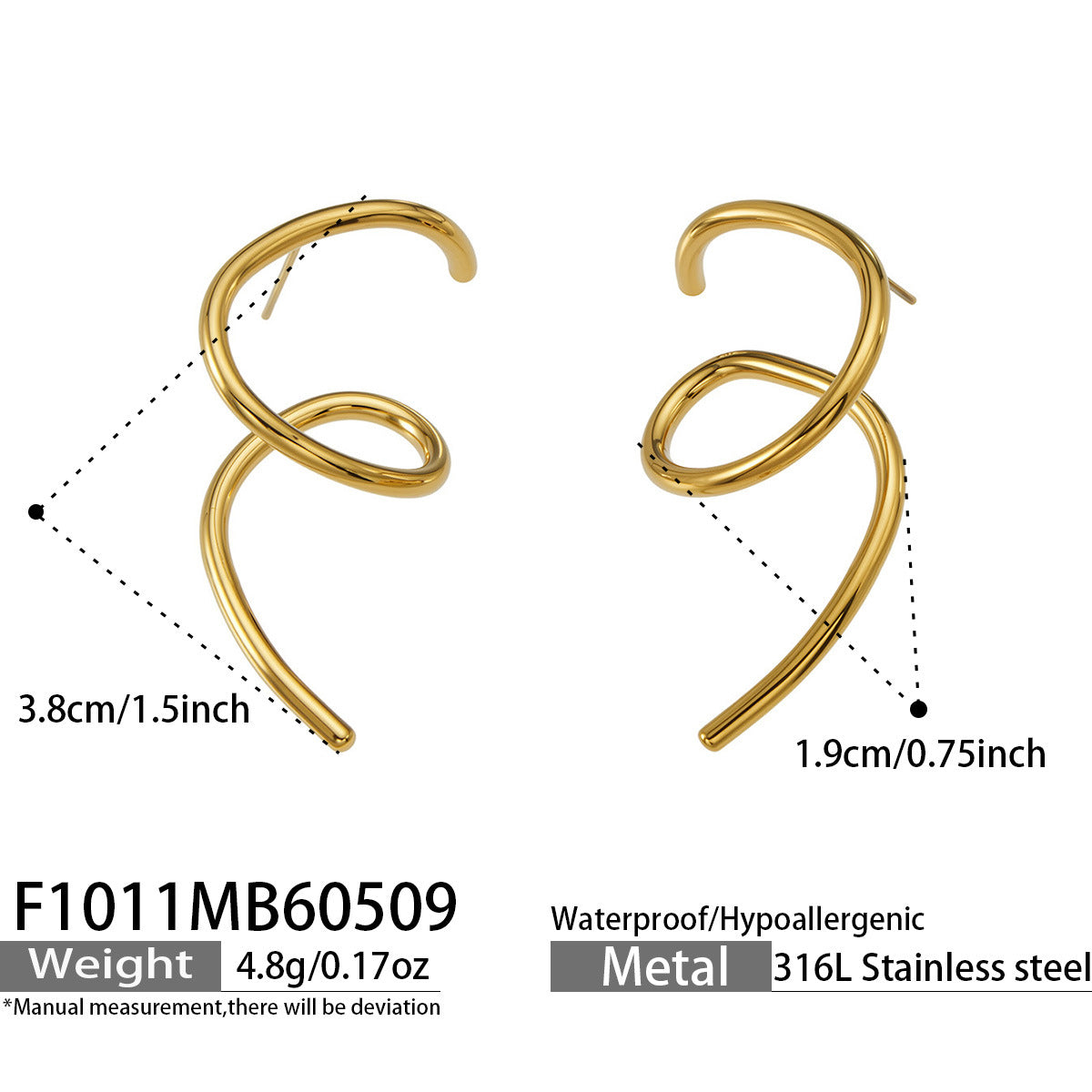 18K Gold-Plated Sculptural Spiral Earrings