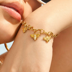 Cubic Zirconia Bee Charm Necklace & Bracelet