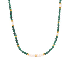 Malachite & Freshwater Pearl Beaded Necklace