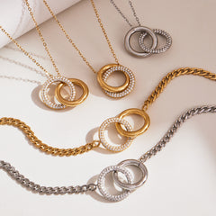 18K Gold-Plated Interlocking Circle Jewelry