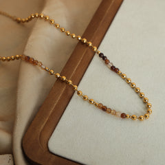 Warm-Tone Natural Stone Bead Necklace