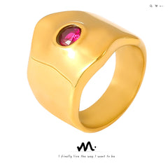 Polished Pink Stone Accent Ring