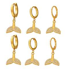 Mermaid Tail Cubic Zirconia Charm Earrings
