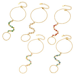 Colorful Cubic Zirconia Hand Chain Bracelet