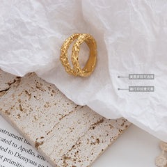 Gold-Tone Crinkled Double-Line Ring