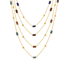 Natural Stone Rectangle Bead Necklace