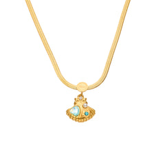 18K Gold-Plated Shell-Inspired Pearl-Look Pendant Necklace