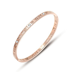 Numeral-Accent Slim Stainless Steel Bangle