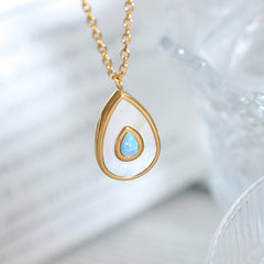 Teardrop Inlay Pendant Necklace