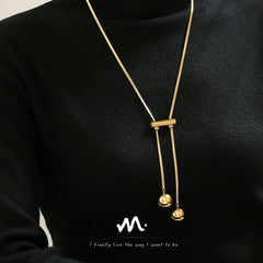 Gold-Tone Sphere Drop Lariat Necklace