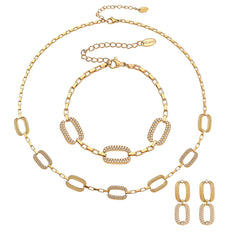 18K Gold-Plated Rectangular Cubic Zirconia Necklace, Bracelet or Earrings