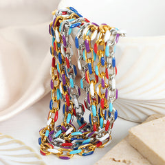 Colorful Enamel Link Necklace & Bracelet