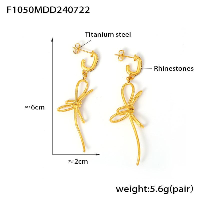 Bow & Ribbon Stainless Steel Drop Earrings