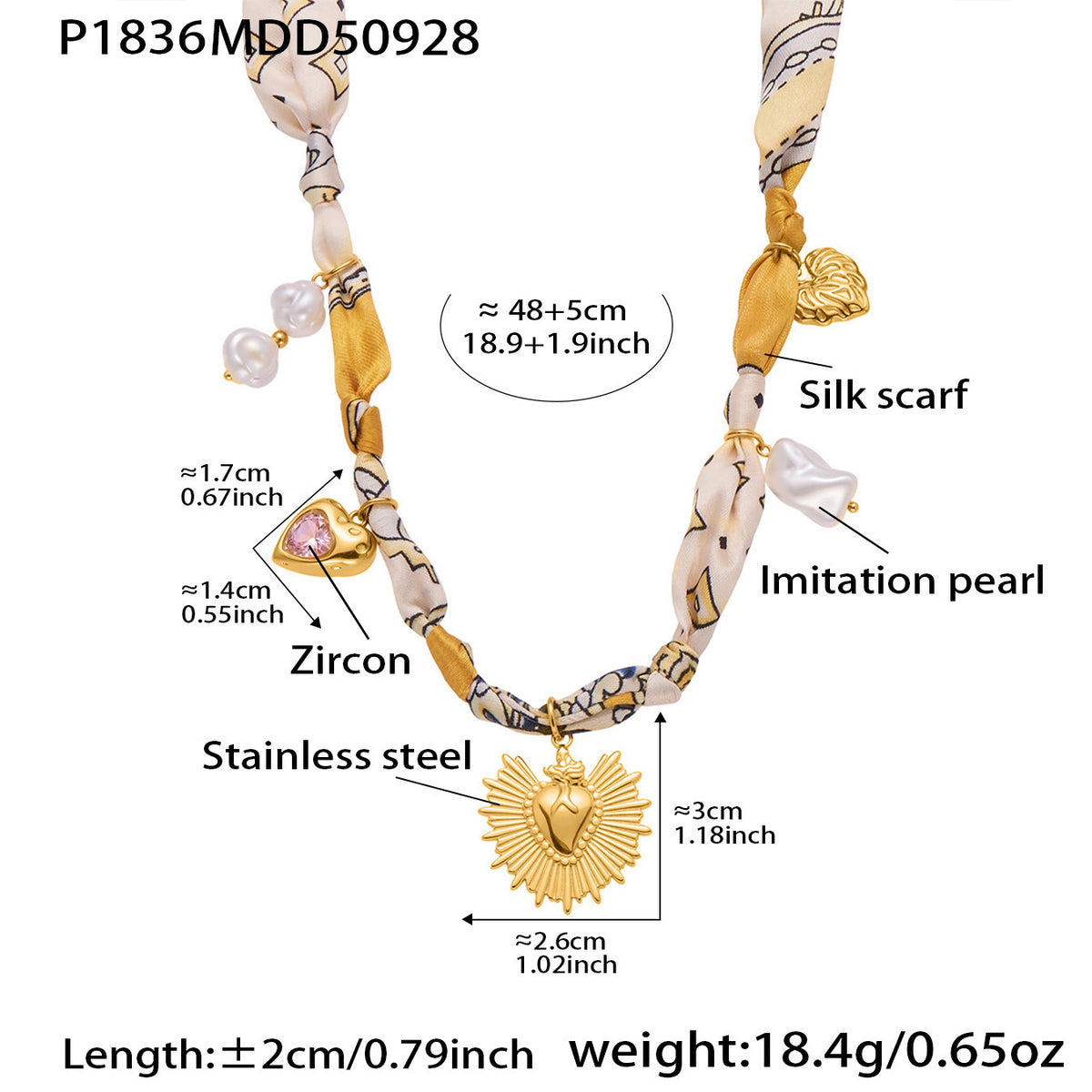 Pearl-Look Scarf-Style Charm Necklace