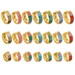 18K Gold-Plated Color Cubic Zirconia Hoop Earrings