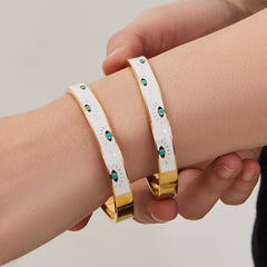 18K Gold-Plated Enamel Eye Bangle