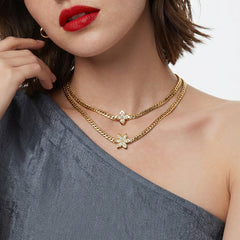 18K Gold-Plated Floral Cubic Zirconia Necklace & Bracelet