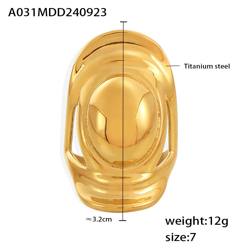 Layered Oval Sculptural Open Ring