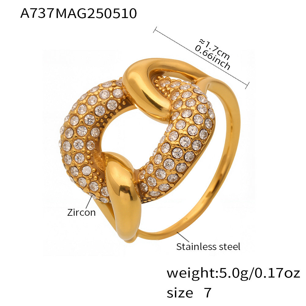 18K Gold-Plated Interlocking Cubic Zirconia Open Ring