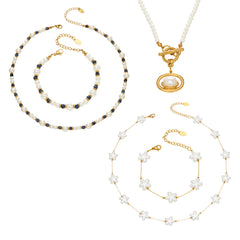 Pearl-Look Bead Charm Necklace or Bracelet