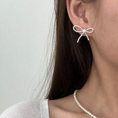 Camille Vintage-Inspired Pearl Bow Stud Earrings