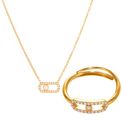 Cubic Zirconia Rectangle Detail Necklace or Ring