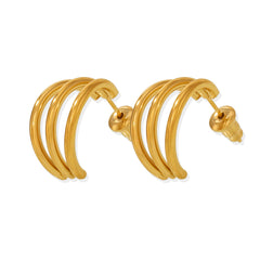 18K Gold-Plated Triple-Curve C-Hoop Earrings