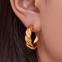 Enamel Spiral Stainless Steel Hoop Earrings