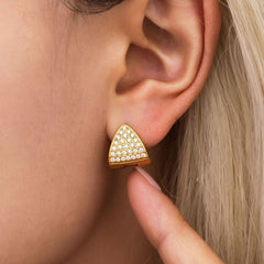 Triangle Cubic Zirconia Stainless Steel Earrings