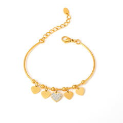 18K Gold-Plated Heart Charm Bracelet