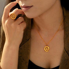 Spiral Pendant Necklace & Open Ring