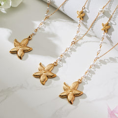 Starfish Pendant Bead Y Necklace